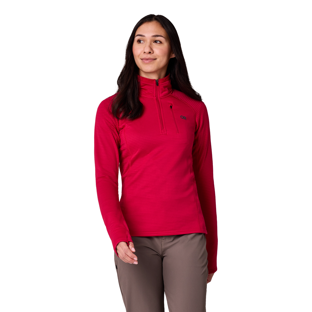 Vigor Grid Fleece Zip Neck - Long Sleeve - Women's