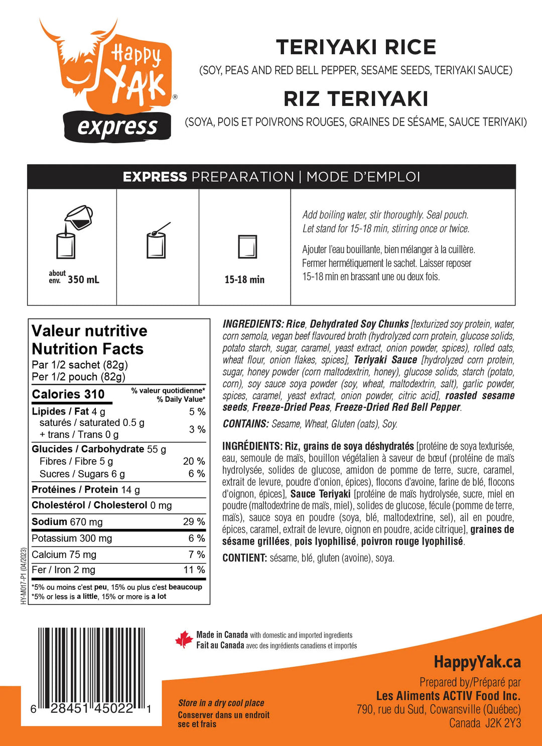 Teriyaki Rice (Vegan, Lactose Free)