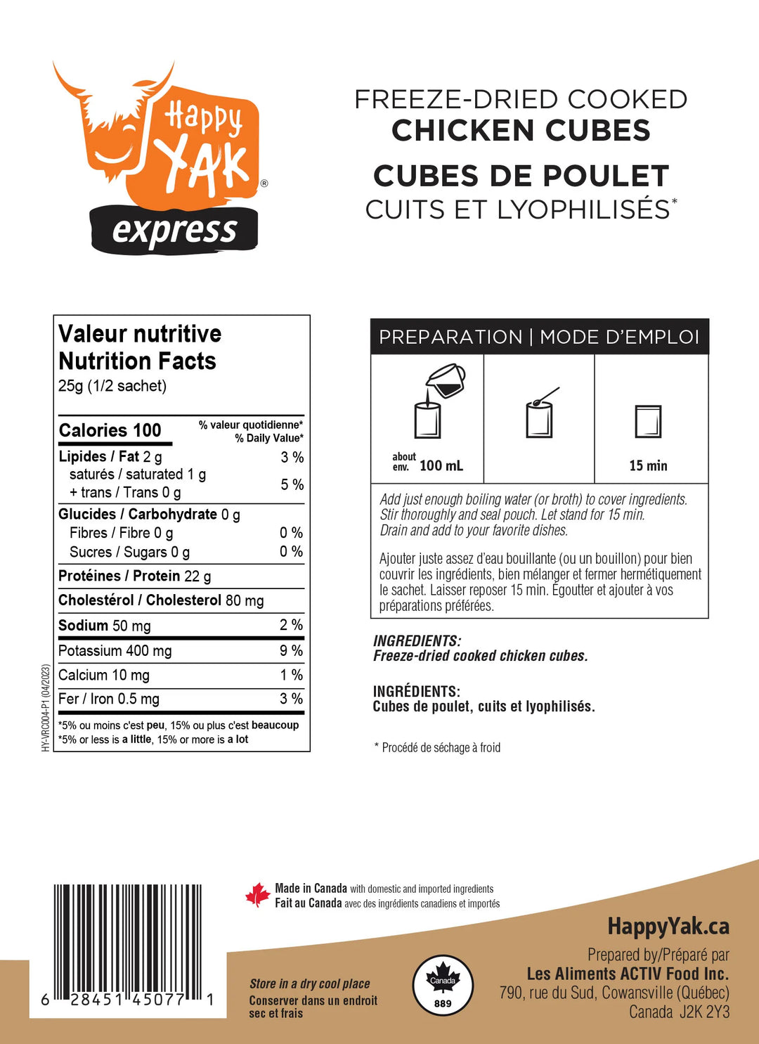 Freeze Dried Cooked Chicken Cubes