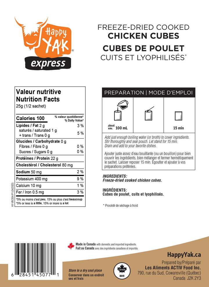 Freeze Dried Cooked Chicken Cubes