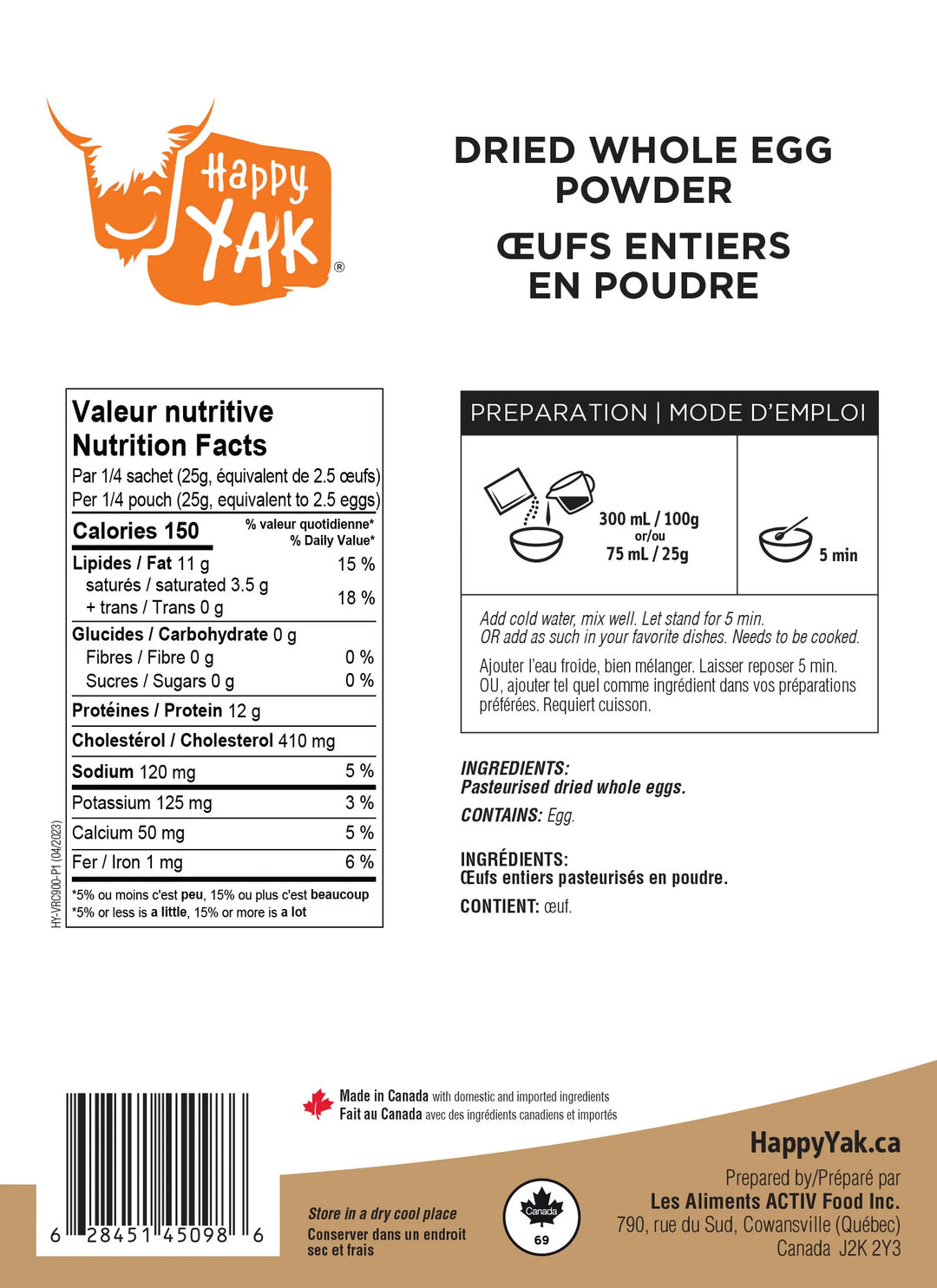 Dried Whole Egg Powder