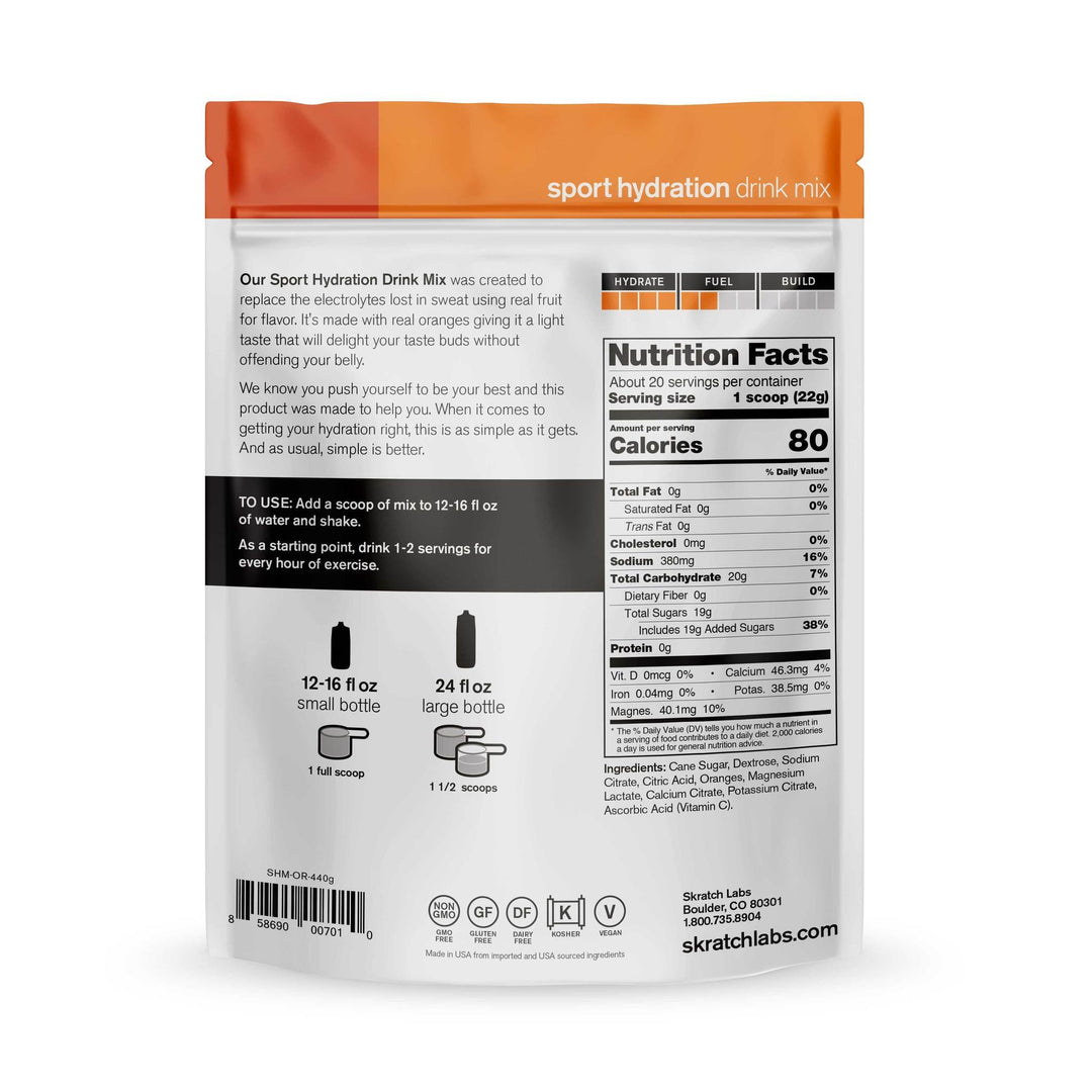 Sport Hydration Drink Mix - Oranges - 440g/1lb (20 Servings)