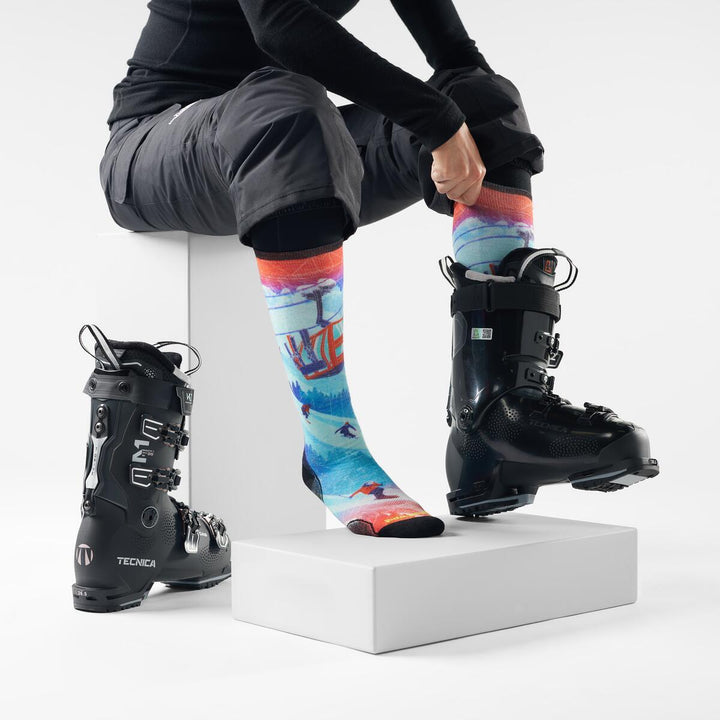 Ski Zero Cushion Ski Day Print OTC Socks - Men's