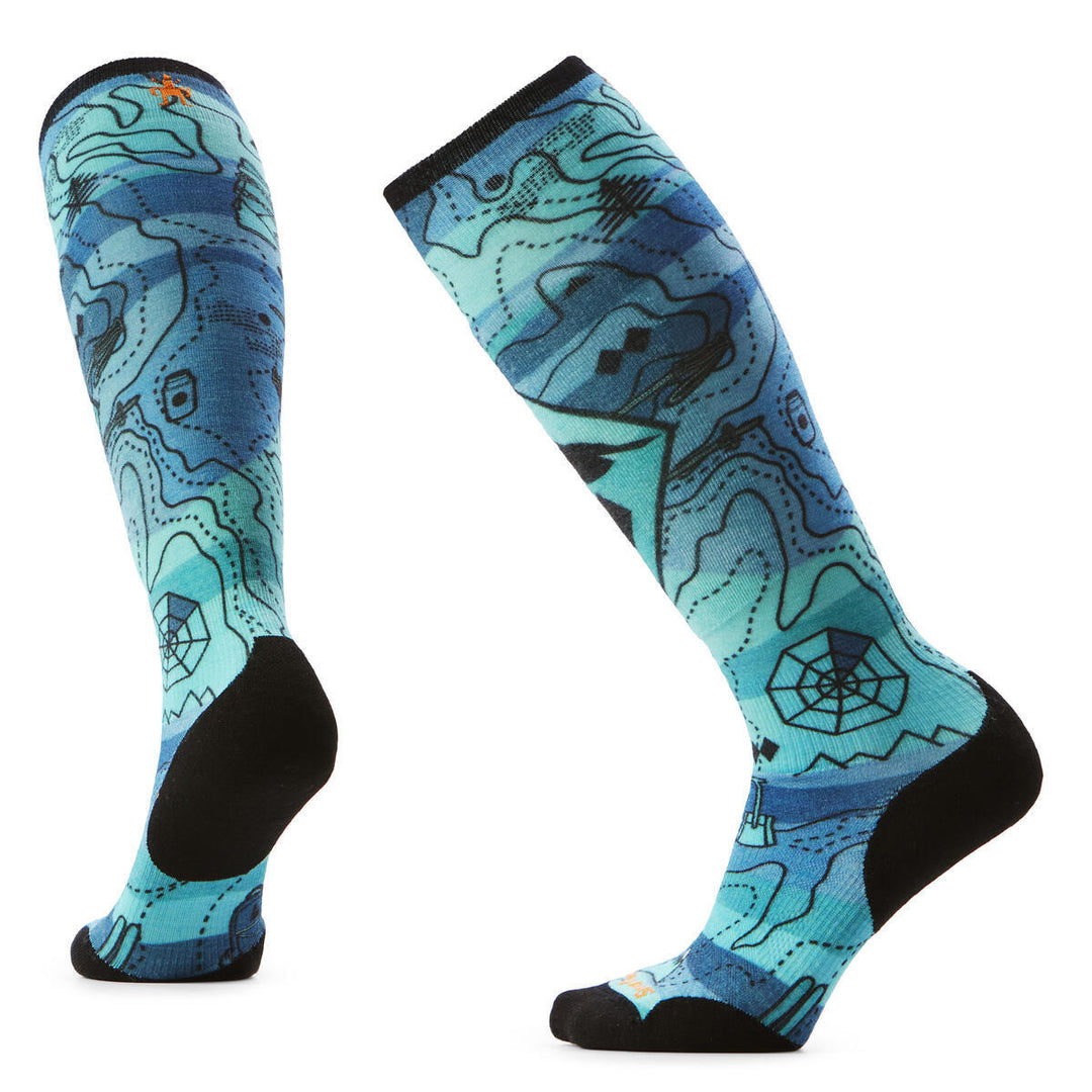 Performance Ski Targeted Cushion Topo Treasures Print OTC Socks - Women's
