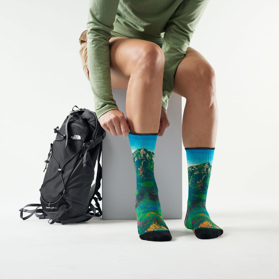 Hike Mountain Lake Print Crew Targeted Cushion Socks - Women's