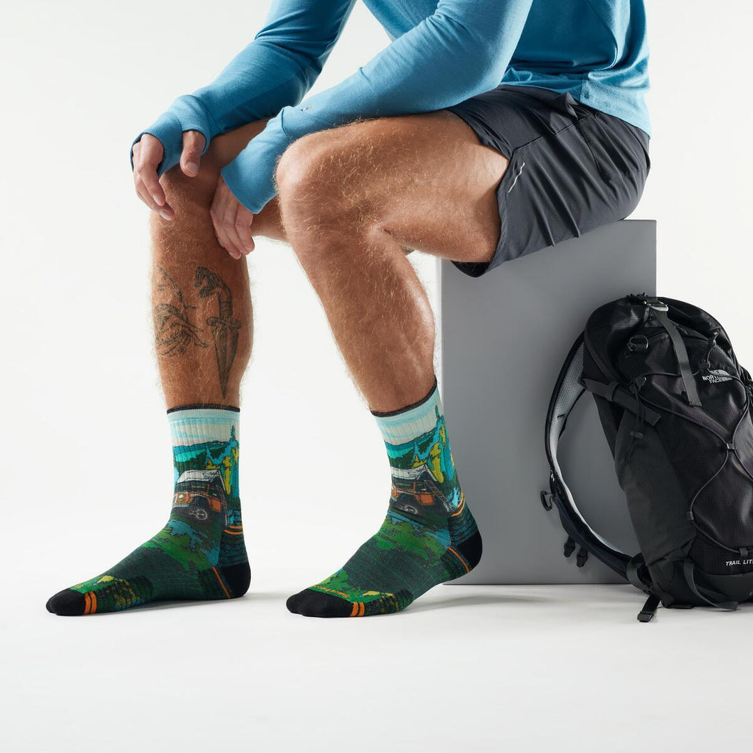 Hike Trail Trekker Print Crew Targeted Cushion Socks - Men's
