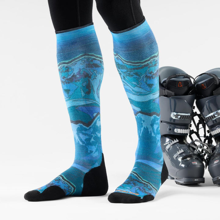 Ski Targeted Cushion Storm Peak Print OTC Socks - Men's