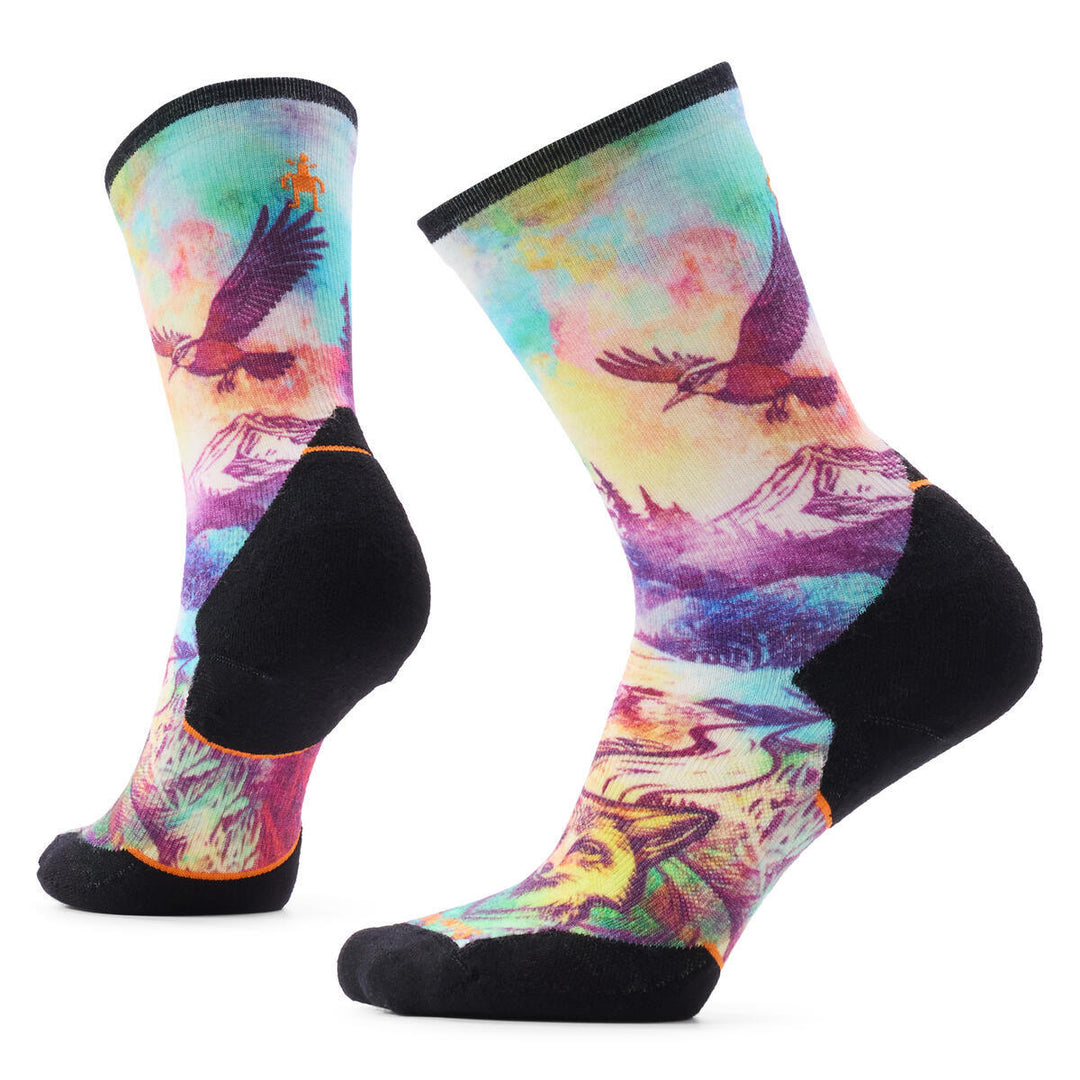Trail Run Targeted Cushion Serene Peak Print Crew Socks - Women's