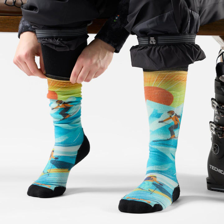 Ski Targeted Cushion Steep Days Print OTC Socks - Women's