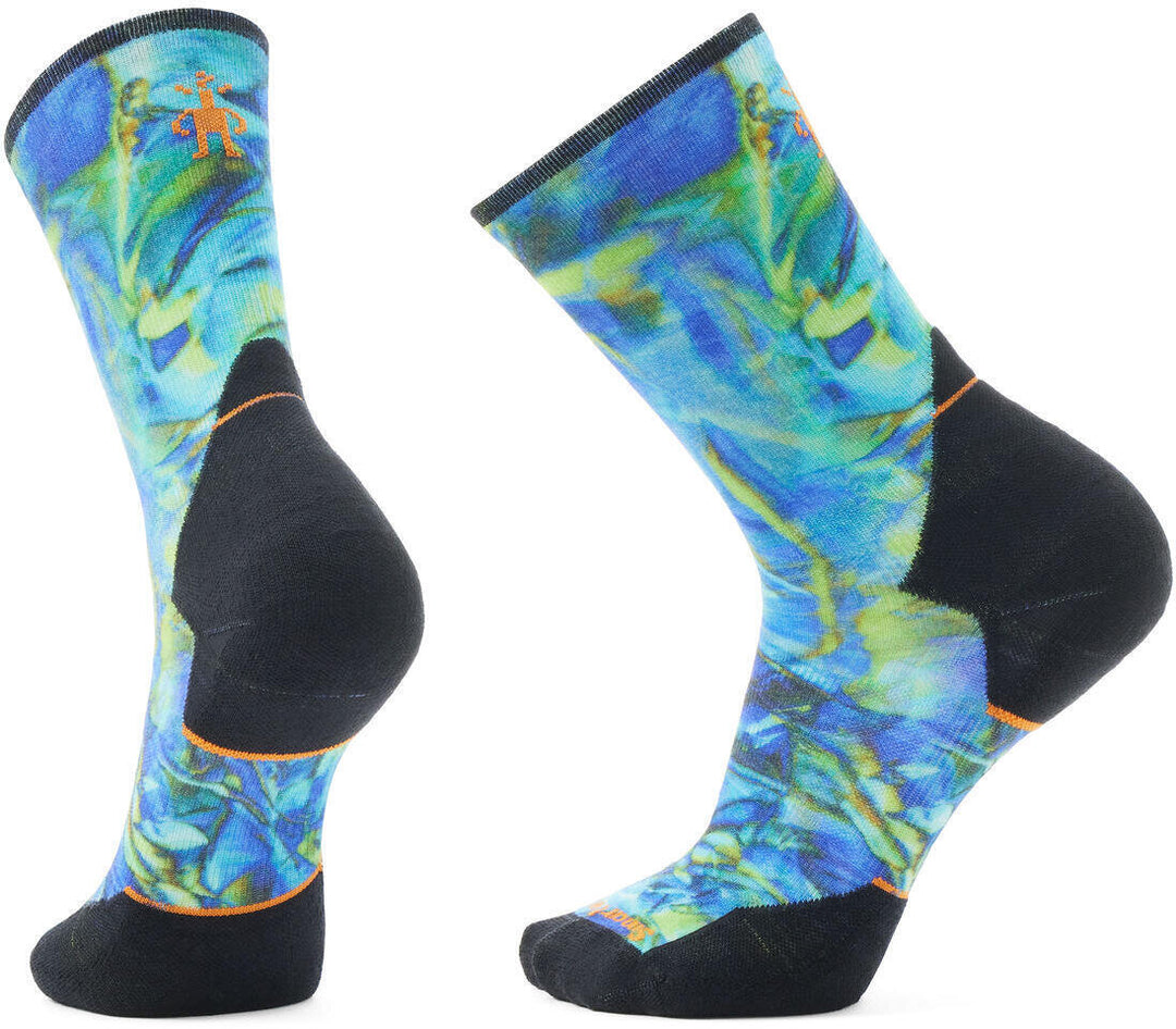 Trail Run Targeted Cushion Reflections Print Crew Socks - Men's