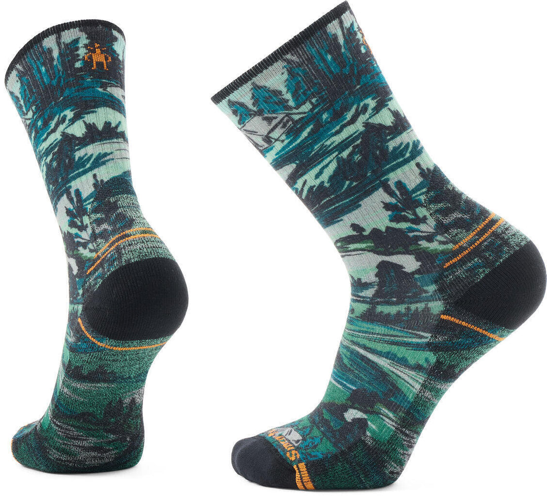 Hike Campground Print Crew Socks - Men's