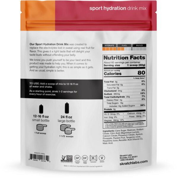 Sport Hydration Drink Mix - Fruit Punch - 1320g/3lb (60 Servings)