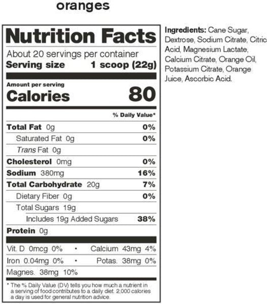 Sport Hydration Drink Mix - Oranges - 1320g/3lb (60 Servings)