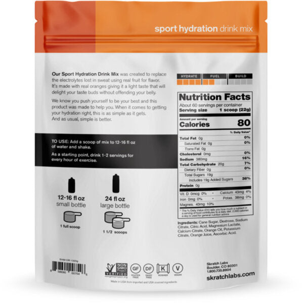 Sport Hydration Drink Mix - Oranges - 1320g/3lb (60 Servings)