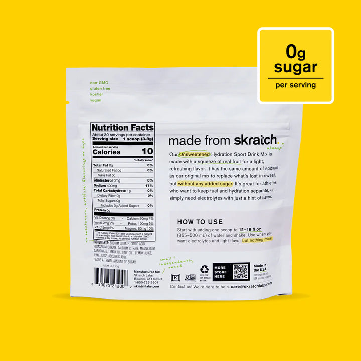 Unsweetened Hydration Sport Drink Mix - 120g (30 Servings)