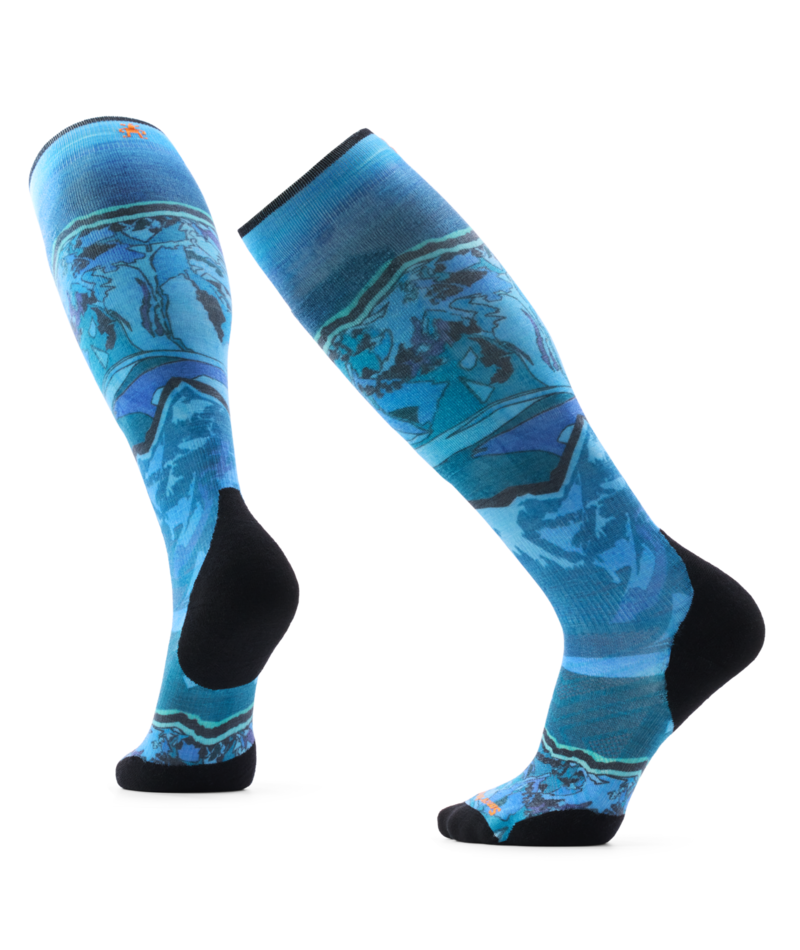 Ski Targeted Cushion Storm Peak Print OTC Socks - Men's