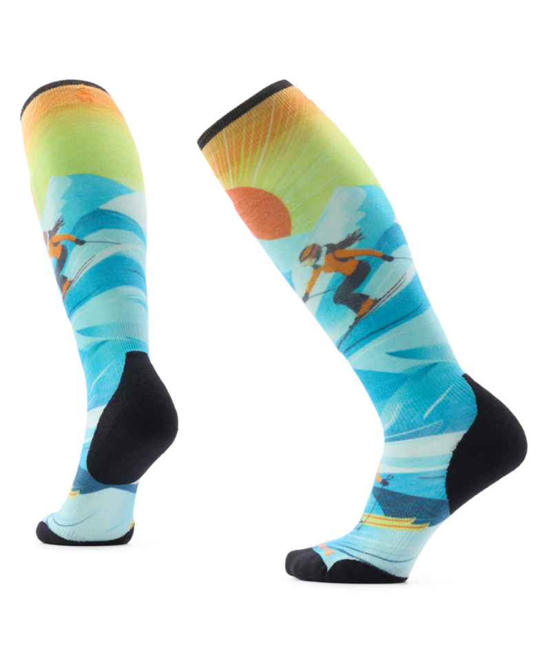 Ski Targeted Cushion Steep Days Print OTC Socks - Women's