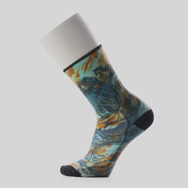 Rugged Ride Print Crew Zero Cushion Bike Socks - Men's