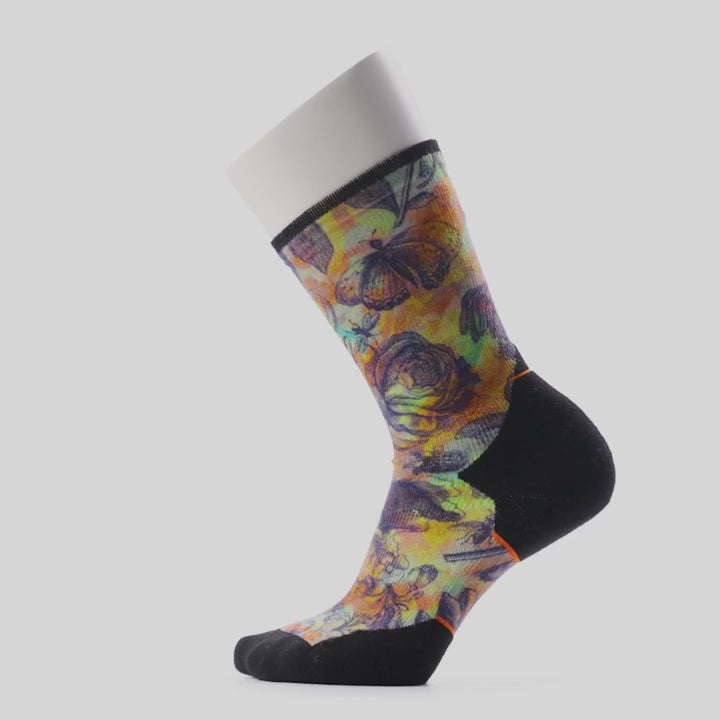 Trail Run Floral Party Print Crew Targeted Cushion Socks - Women's
