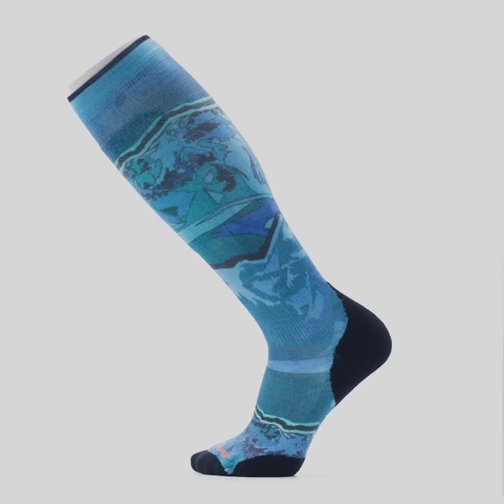 Ski Targeted Cushion Storm Peak Print OTC Socks - Men's