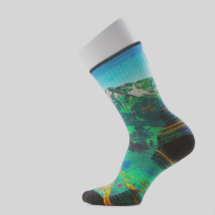 Hike Mountain Lake Print Crew Targeted Cushion Socks - Women's