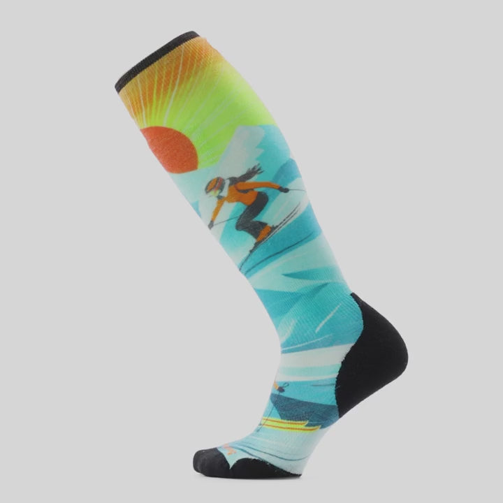 Ski Targeted Cushion Steep Days Print OTC Socks - Women's