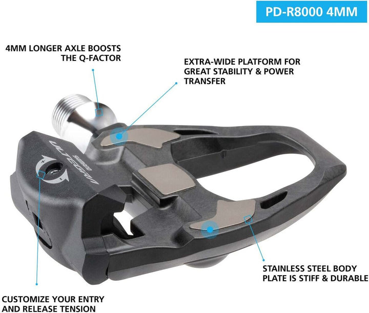 Ultegra PD-R8000 Pedals - +4 mm Axle